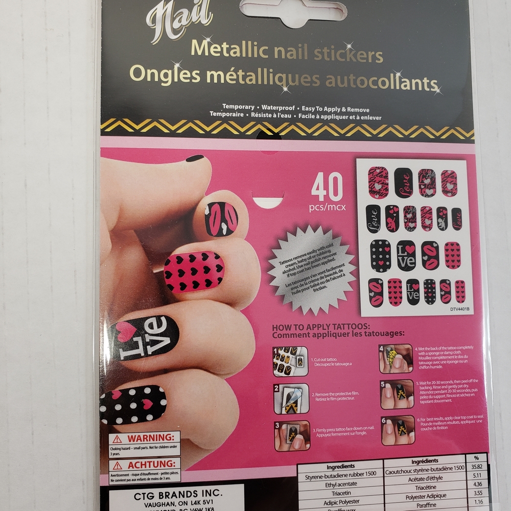 Metallic Nail Stickers - 40 Pieces